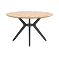 Modern Round Wood Dining Table with Sleek Metal Legs
