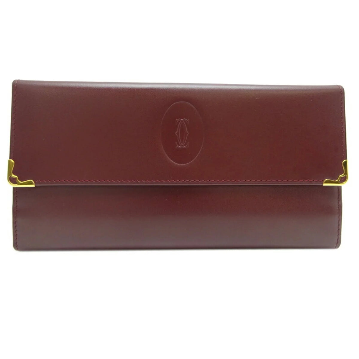 Pre-Owned Cartier Mastline Long Wallet Women's Leather Bordeaux (Red) (Good)