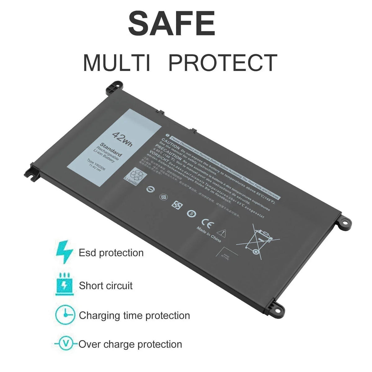 YRDD6 Battery for Inspiron 5481 5482 5485 5491 2-in-1 5493 5584 5593 5590 1VX1H