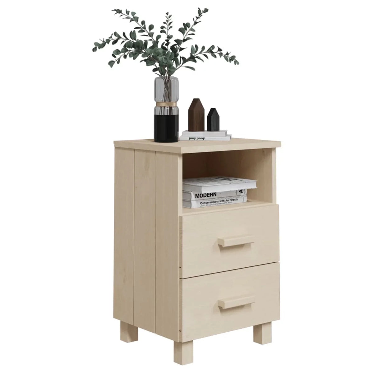 Htovila Bedside Cabinet HAMAR Honey Brown 15.7"x13.8"x24.4" Solid Wood Pine