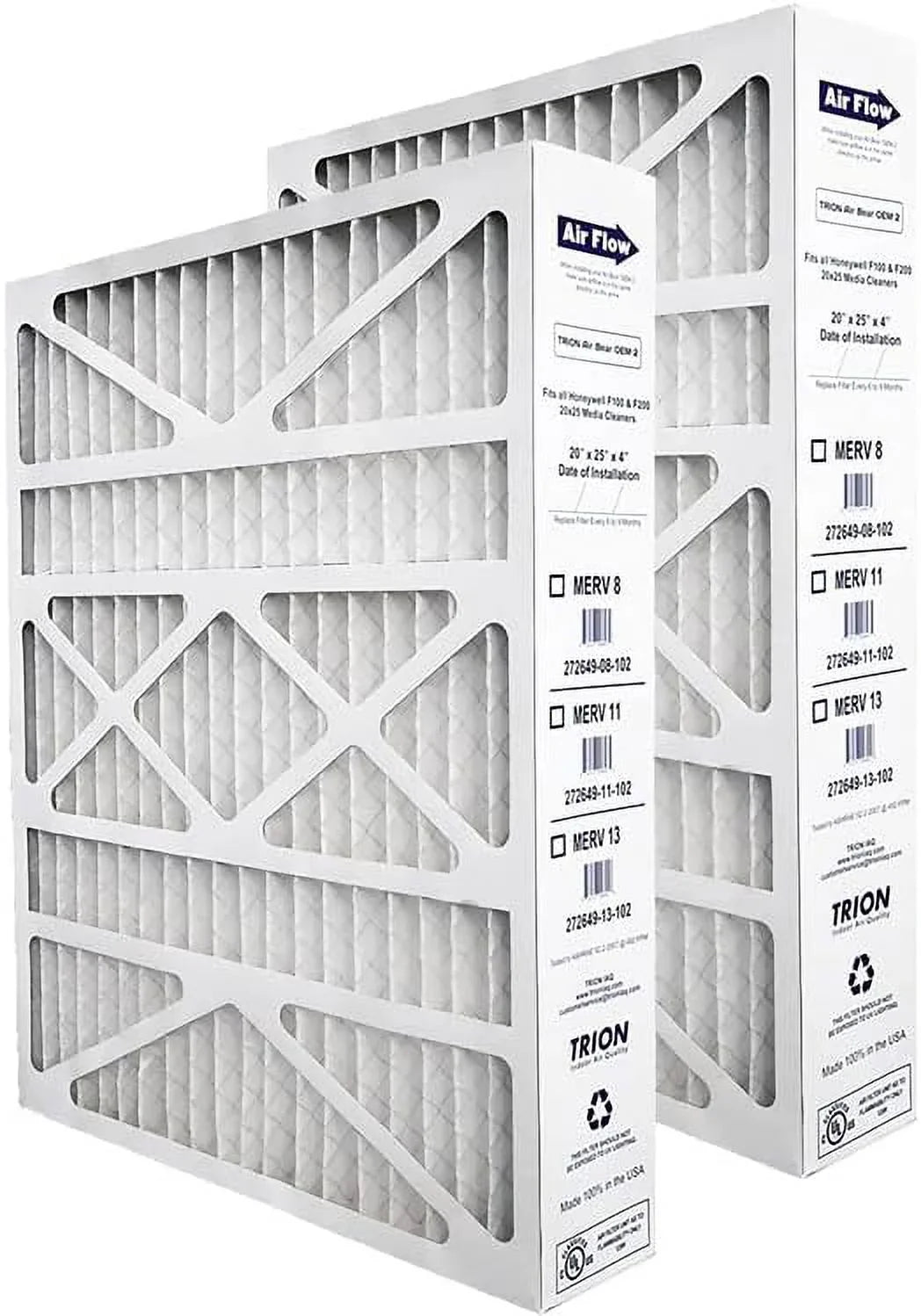 '-2 Air Filter 20X25x4 (2-Pack, MERV 11) Replacement Filter For FC100A1037 / FC200E1037, Actual Size 19.83”X24.75”X4.375”