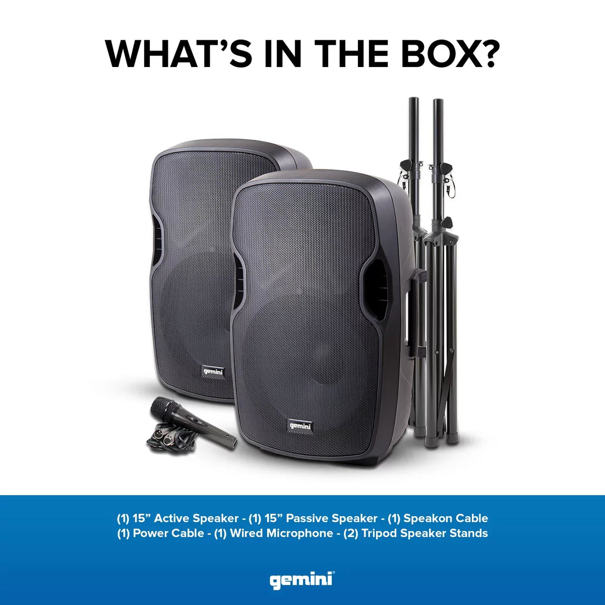 Gemini PA-SYS15 Complete Dual Speaker PA Package