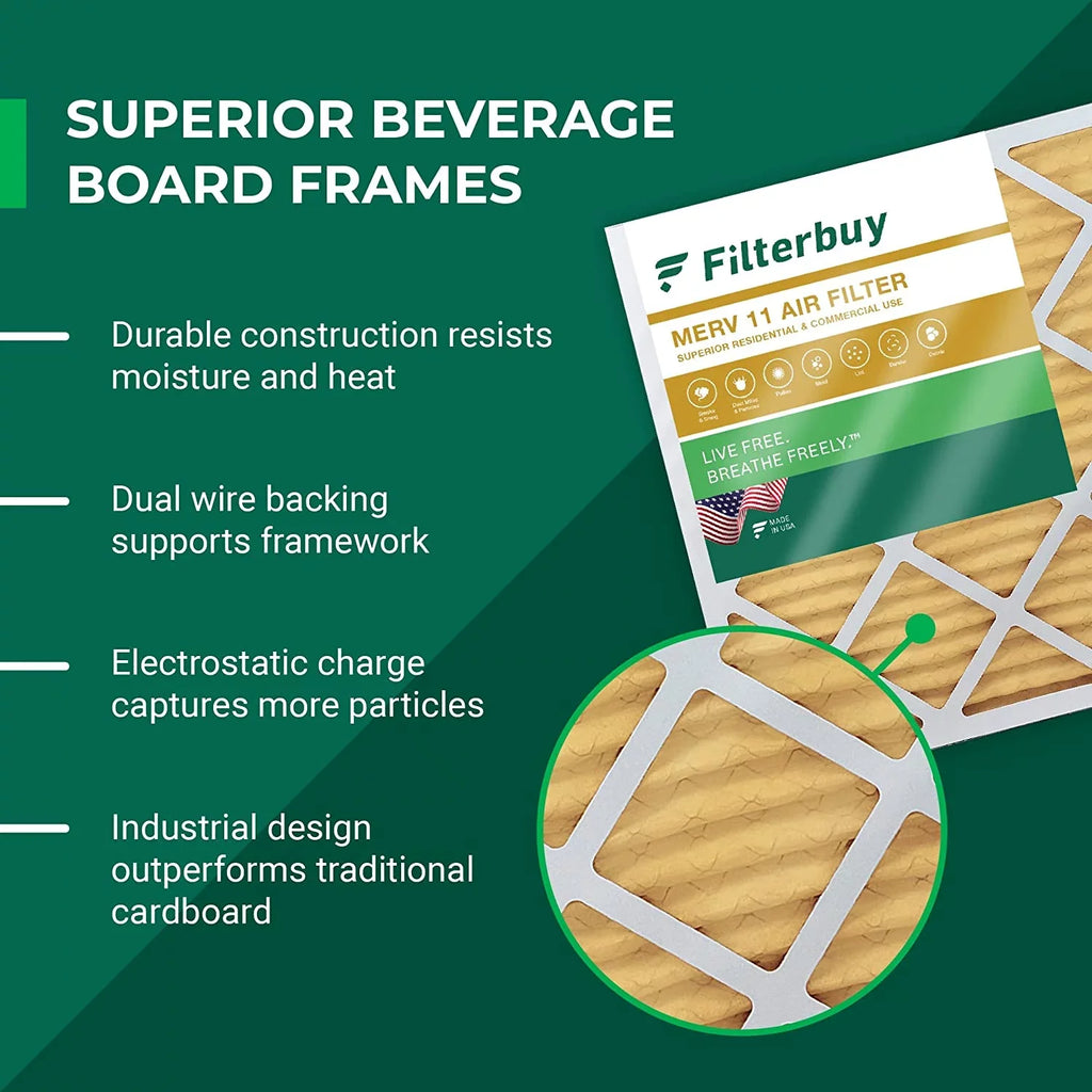 Filterbuy 16x21x1 MERV 11 Pleated HVAC AC Furnace Air Filters (4-Pack)
