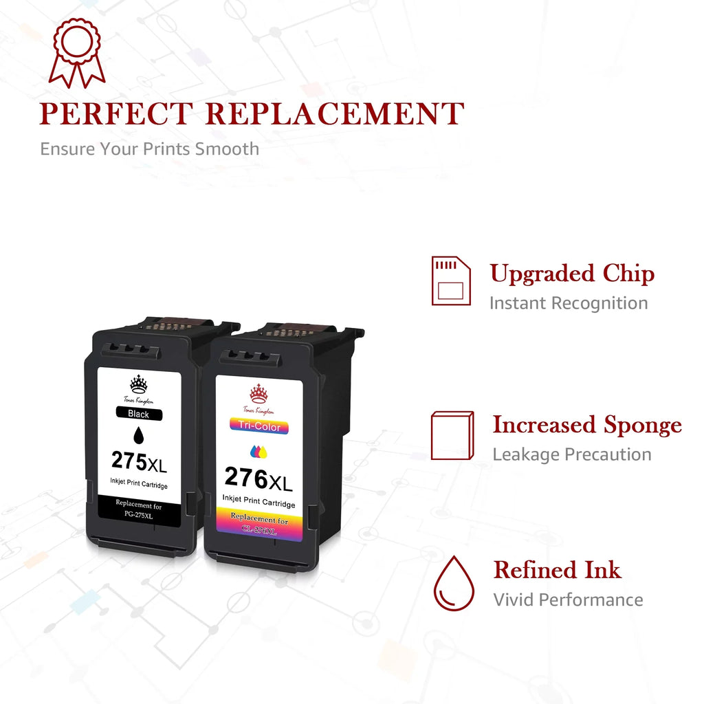 275 276 Ink Cartridges for  Ink 275 and 276 PG-275XL CL-276XL High Capacity 275XL 276XL Ink Cartridges for Pixma TS3522 TR4720 TS3520 TS3500 TR4722 TR4700 Printer (2 Black, 1 Color)