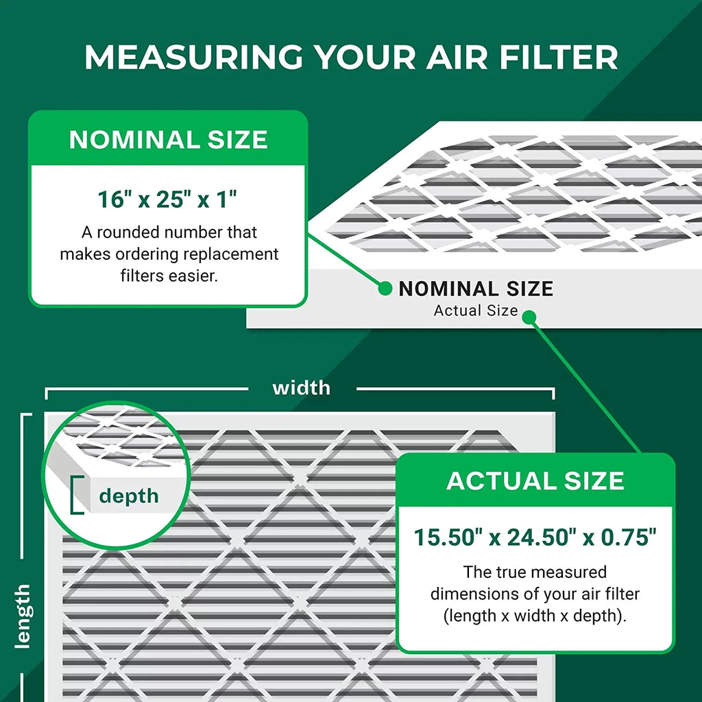 Filterbuy 16x25x1 MERV 11 Pleated HVAC AC Furnace Air Filters (4-Pack)