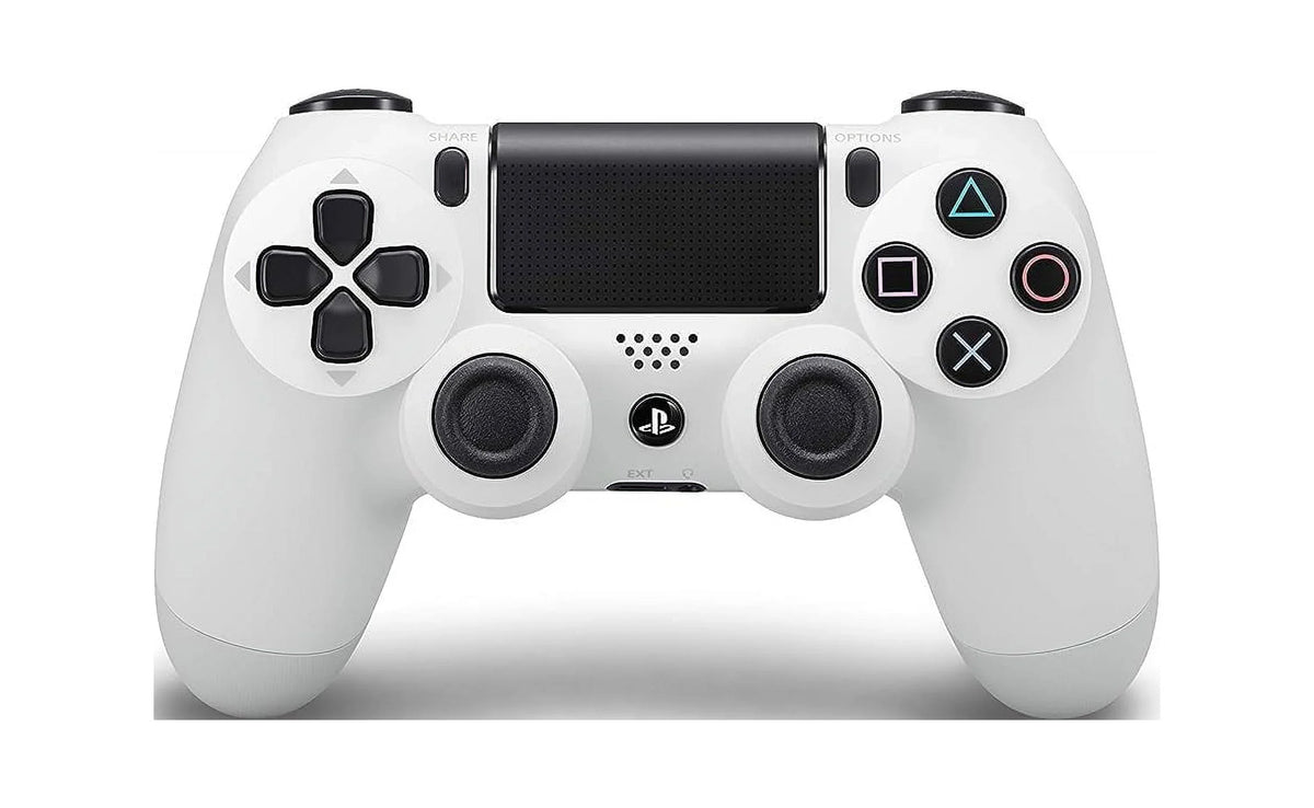 PlayStation 4 DualShock Wireless Controller Bundle - White Blue - With Earbuds Like New with BOLT AXTION