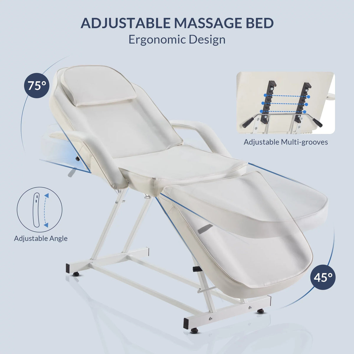 Bellavie Massage Facial Bed Adjustable Table Chair Beauty Spa Salon Tattoo Beauty, Cream