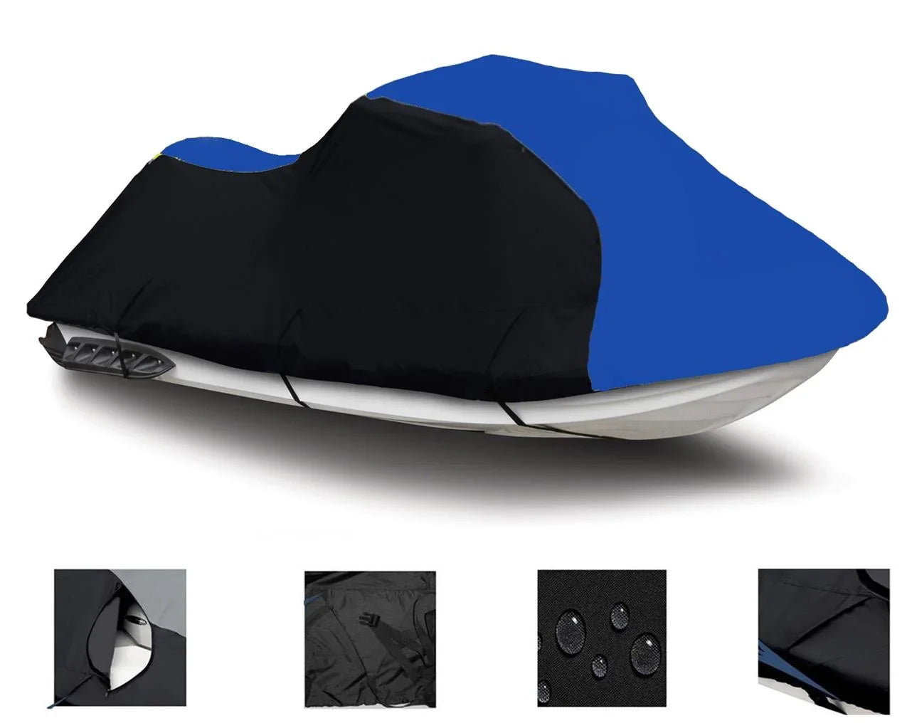 BLACK / BLUE HEAVY-DUTY Cover Compatible for KAWASAKI 900 STX 1997 1998 1999 2000 2001 2002 2003 2004 2005 2006 Jet Ski Watercraft Cover