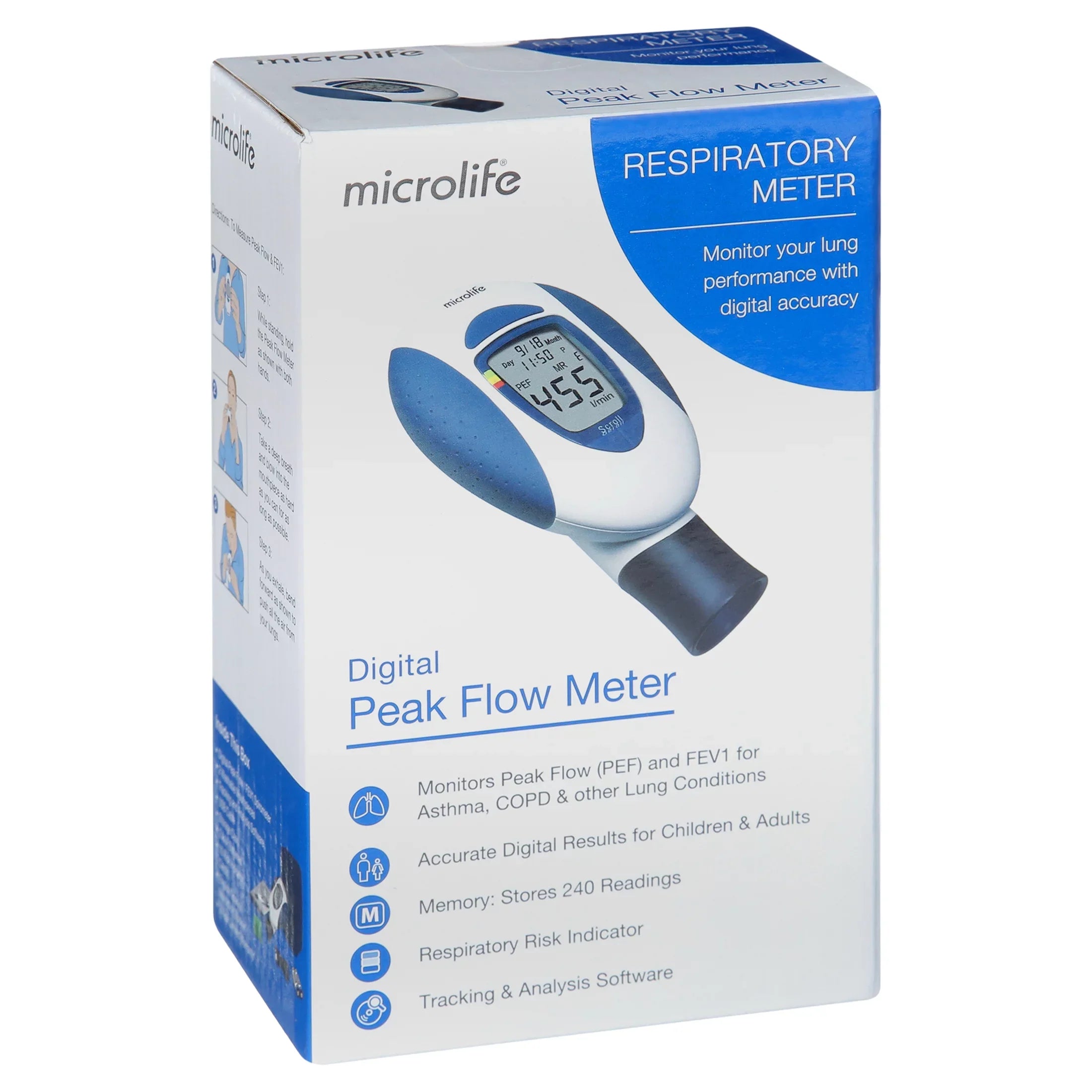 Microlife PF100 Digital Peak Flow & FEV1 Meter