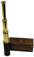 IOTC Science Purchase 78TELE15 Handheld Brass Telescope with Wooden Box
