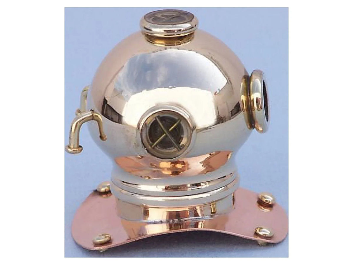 Handcrafted Model Ships  Brass-Copper Diving Helmet Paper Weight 3 in. Decorative Accent