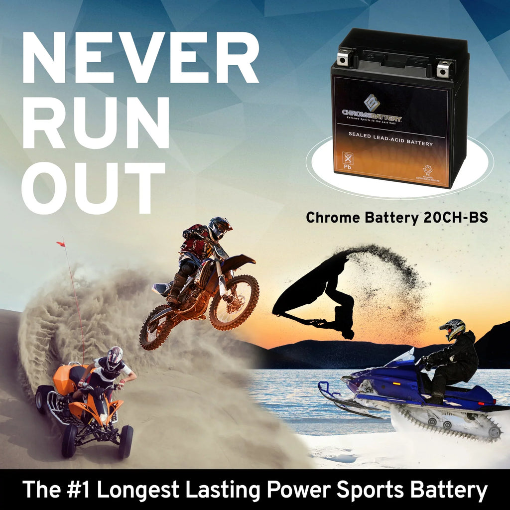 Chrome Battery YTX20CH-BS (20CH-BS 12 Volt,18 Ah, 270 CCA) Motorcycle Battery for Kawasaki Vn 1500e4 Vulcan Classic 2001