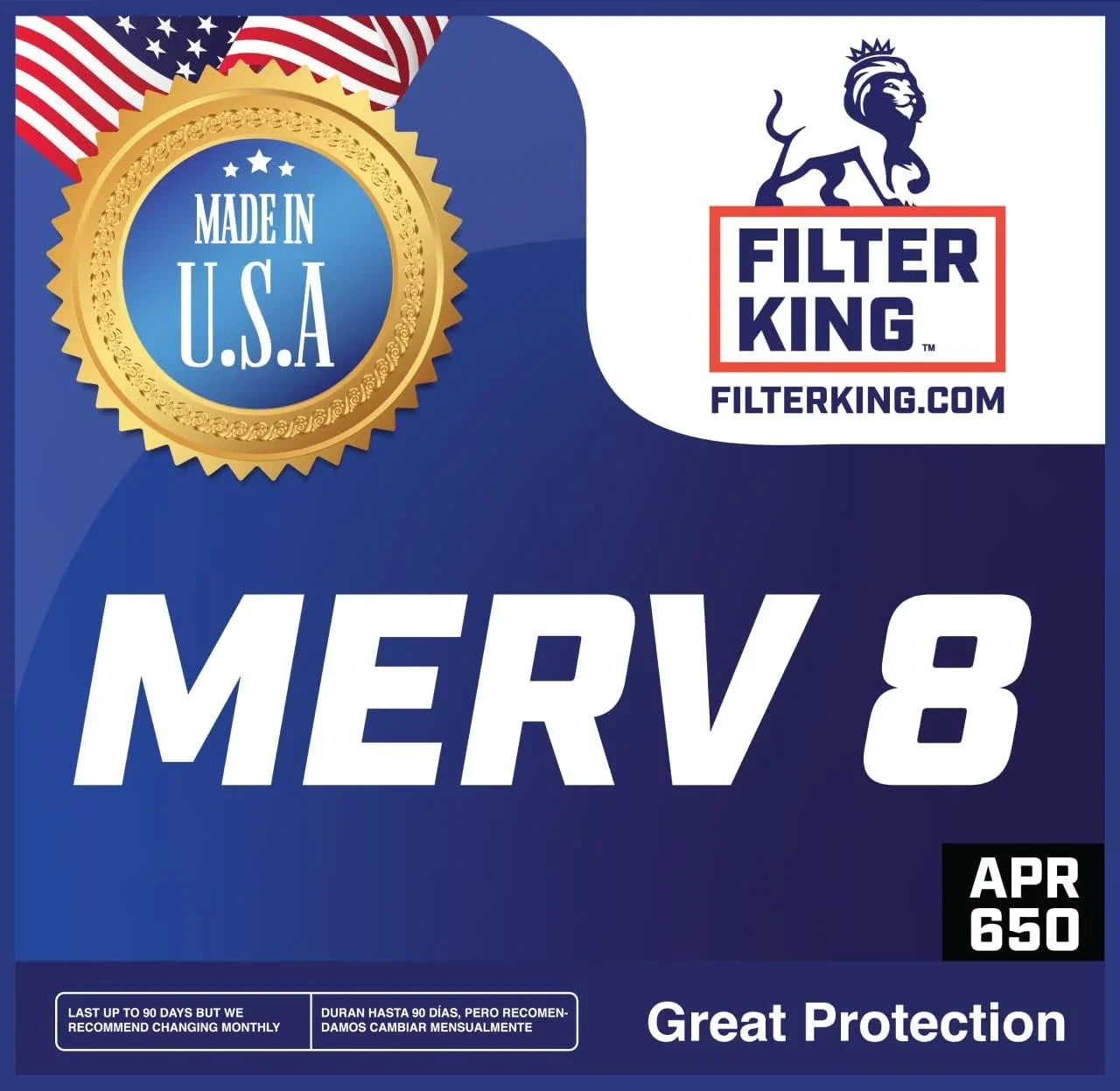 Filter King 10.5x42.5x1a Air Filter | 4-PACK | MERV 8 HVAC Pleated A/C Furnace Filters | MADE IN USA | Actual Size: 10.5 x 42.5 x .75"