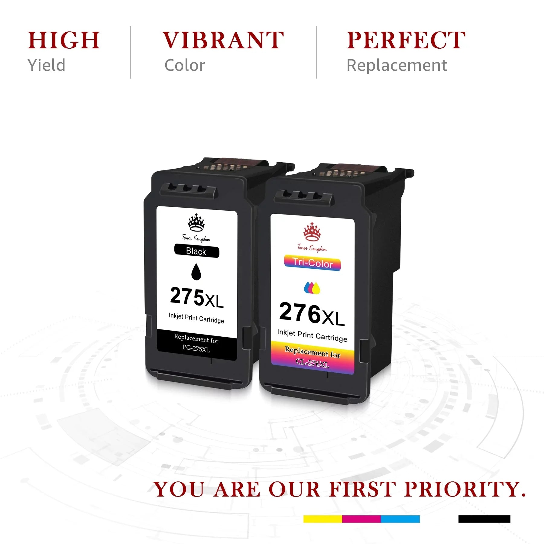 275 276 Ink Cartridges for  Ink 275 and 276 PG-275XL CL-276XL High Capacity 275XL 276XL Ink Cartridges for Pixma TS3522 TR4720 TS3520 TS3500 TR4722 TR4700 Printer (2 Black, 1 Color)