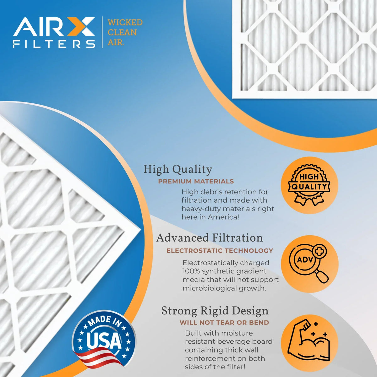 14x24x1 Air Filter MERV 11 Comparable to MPR 1000, MPR 1200 & FPR 7 Electrostatic Pleated Air Conditioner Filter 6 Pack HVAC Premium USA Made 14x24x1 Furnace Filters by AIRX FILTERS WICKED CLEAN AIR.