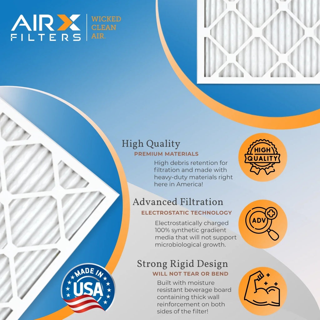 18x18x1 Air Filter MERV 8 Comparable to MPR 700 & FPR 5 Electrostatic Pleated Air Conditioner Filter 6 Pack HVAC AC Premium USA Made 18x18x1 Furnace Filters by AIRX FILTERS WICKED CLEAN AIR.